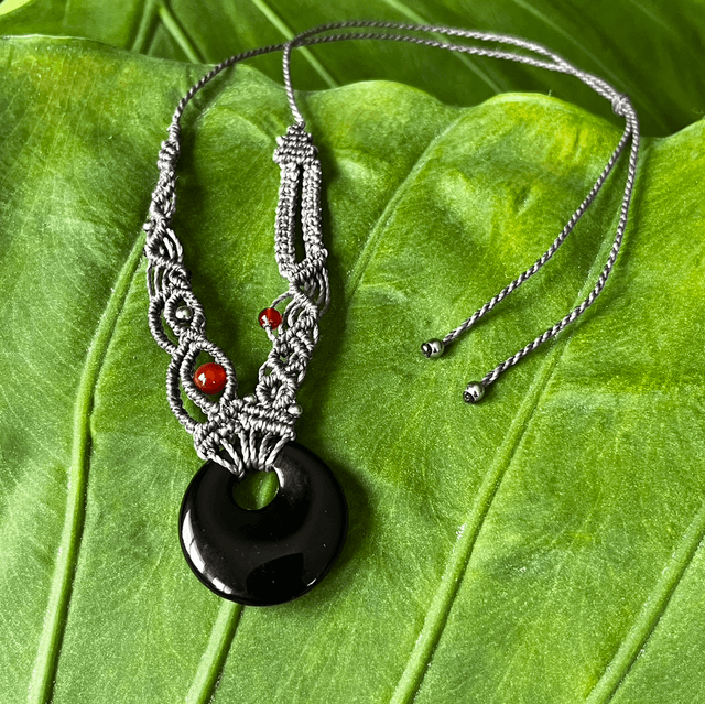 Collier asymétrique onyx/agate